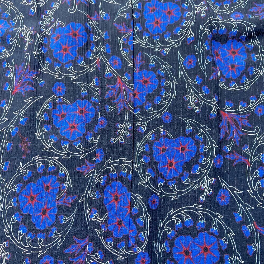 Derek Lam 10 Crosby Poet Floral Sheer Ruffle Sleeve Silk Blouse Blue Black Sz 6 - Picture 3 of 10